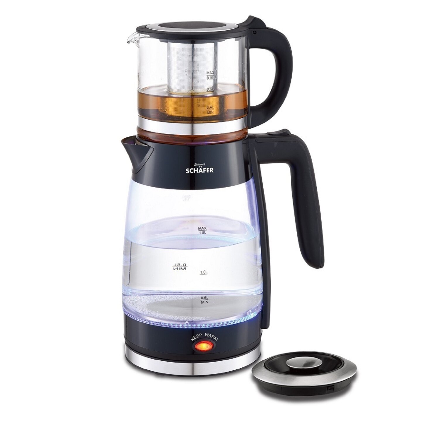 Glas-Teekocher 1,8/0,8 Liter 2200W - Bild 1