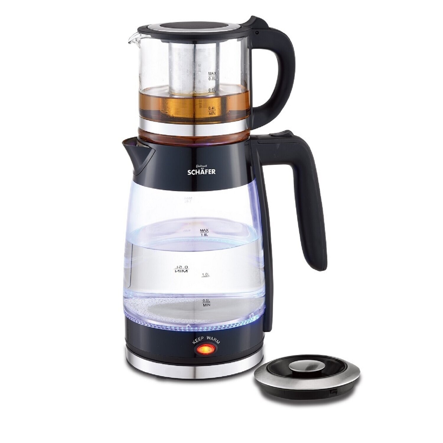 Glas-Teekocher 1,8/0,8 Liter 2200W