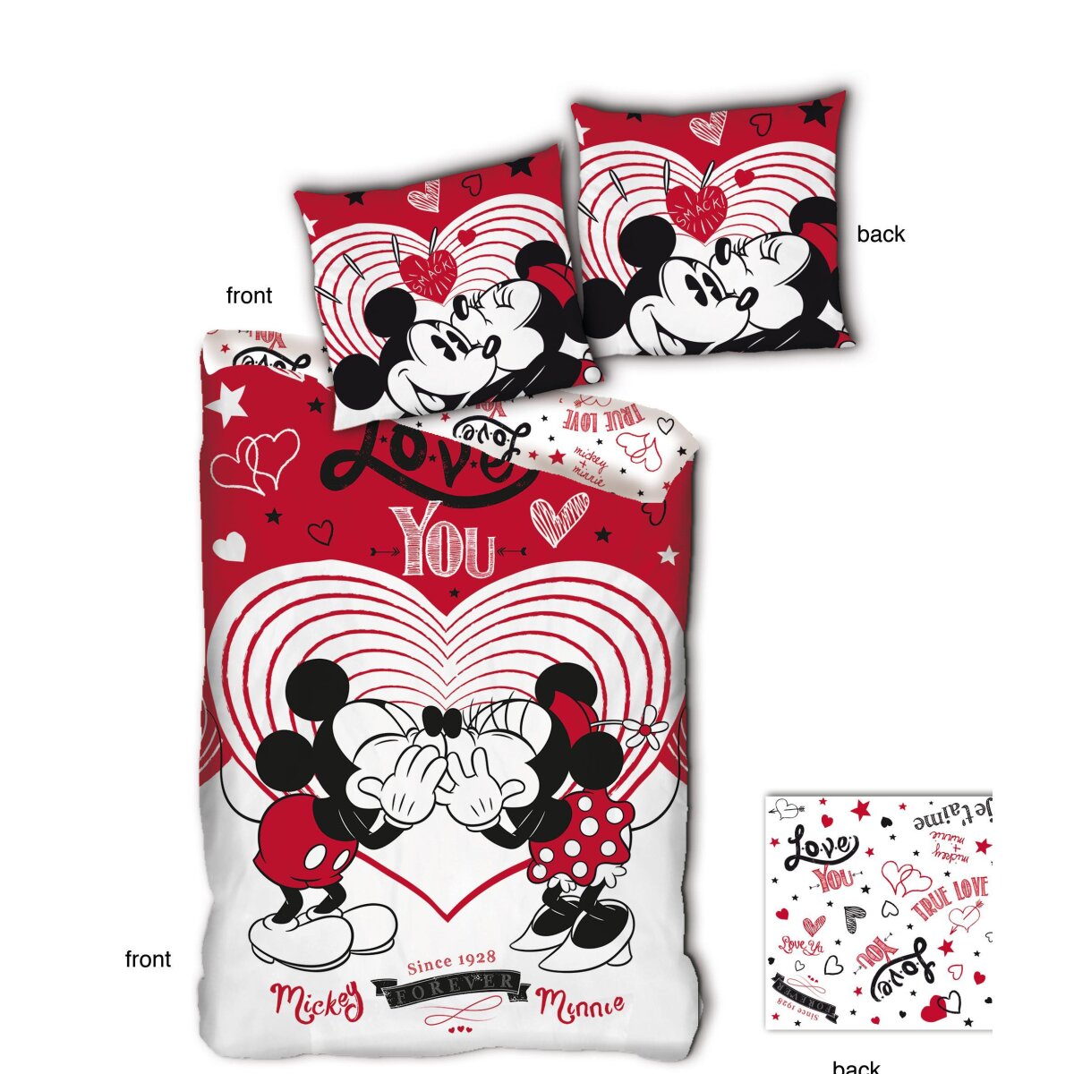 Mickey Maus Bettw&auml;sche Set f&uuml;r Kinder &ndash; 140x200 cm Bettbezug & 63x63 cm Kissenbezug - Bild 1