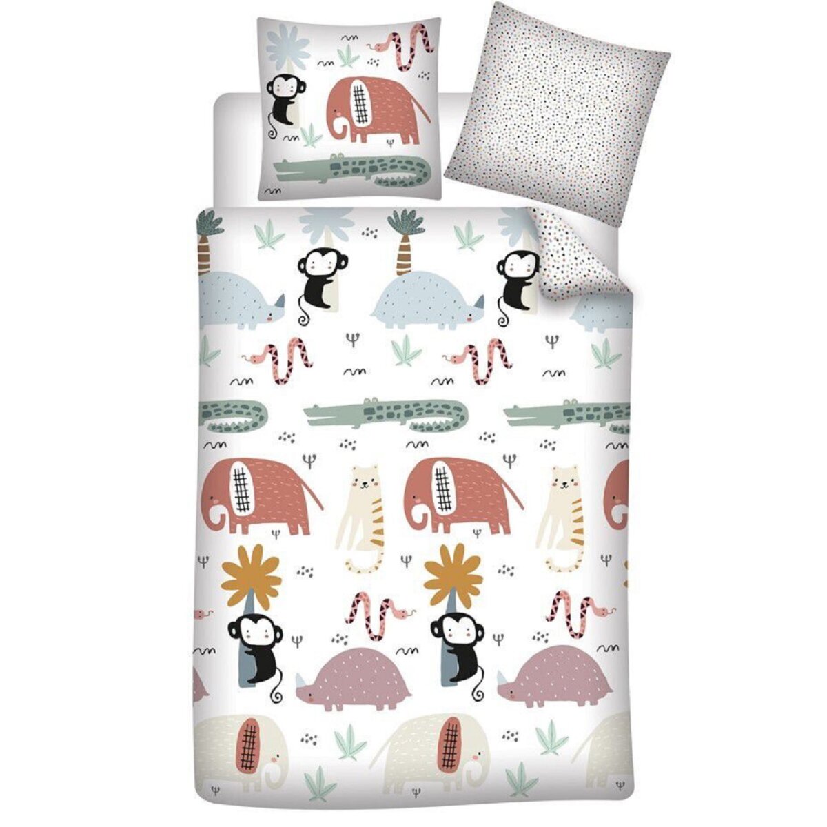 Kinder-Bettw&auml;sche Set mit Tierdesigns &ndash; Baumwolle 140x200 cm Bettbezug & Kissenbezug 65x65 cm - Bild 1