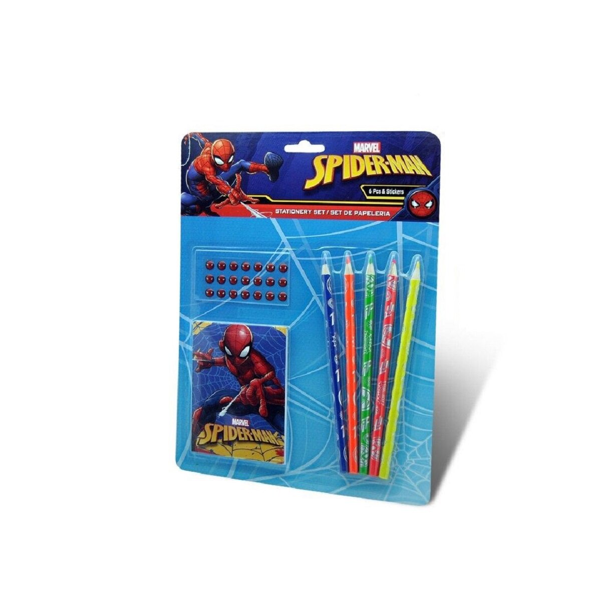 Spider-Man Schreibset f&uuml;r Kinder &ndash; 5 Stifte & Notizblock - Bild 1