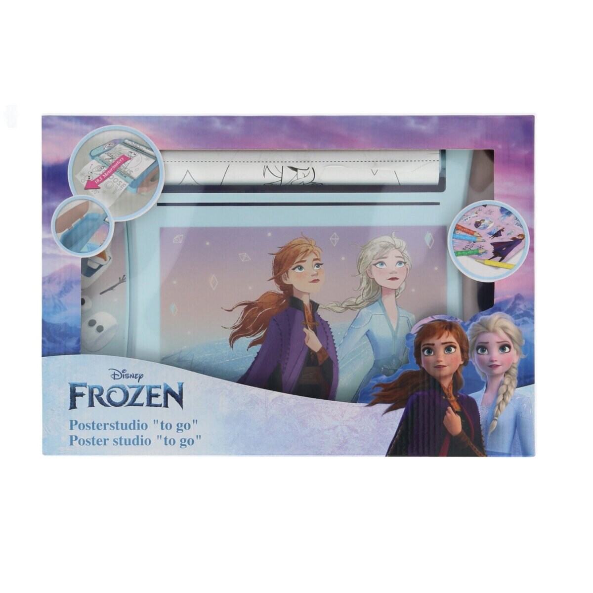 Disney Frozen Ausmalposter – 70 Poster mit Buntstiften und Stickern | 04043946298892