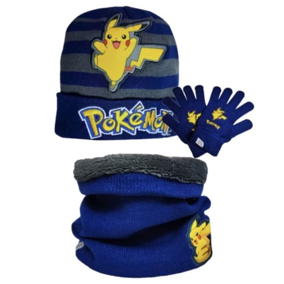 Pokemon 3-teiliges Winter Set Schlauchschal & M&uuml;tze & Handschuhe - Bild 1