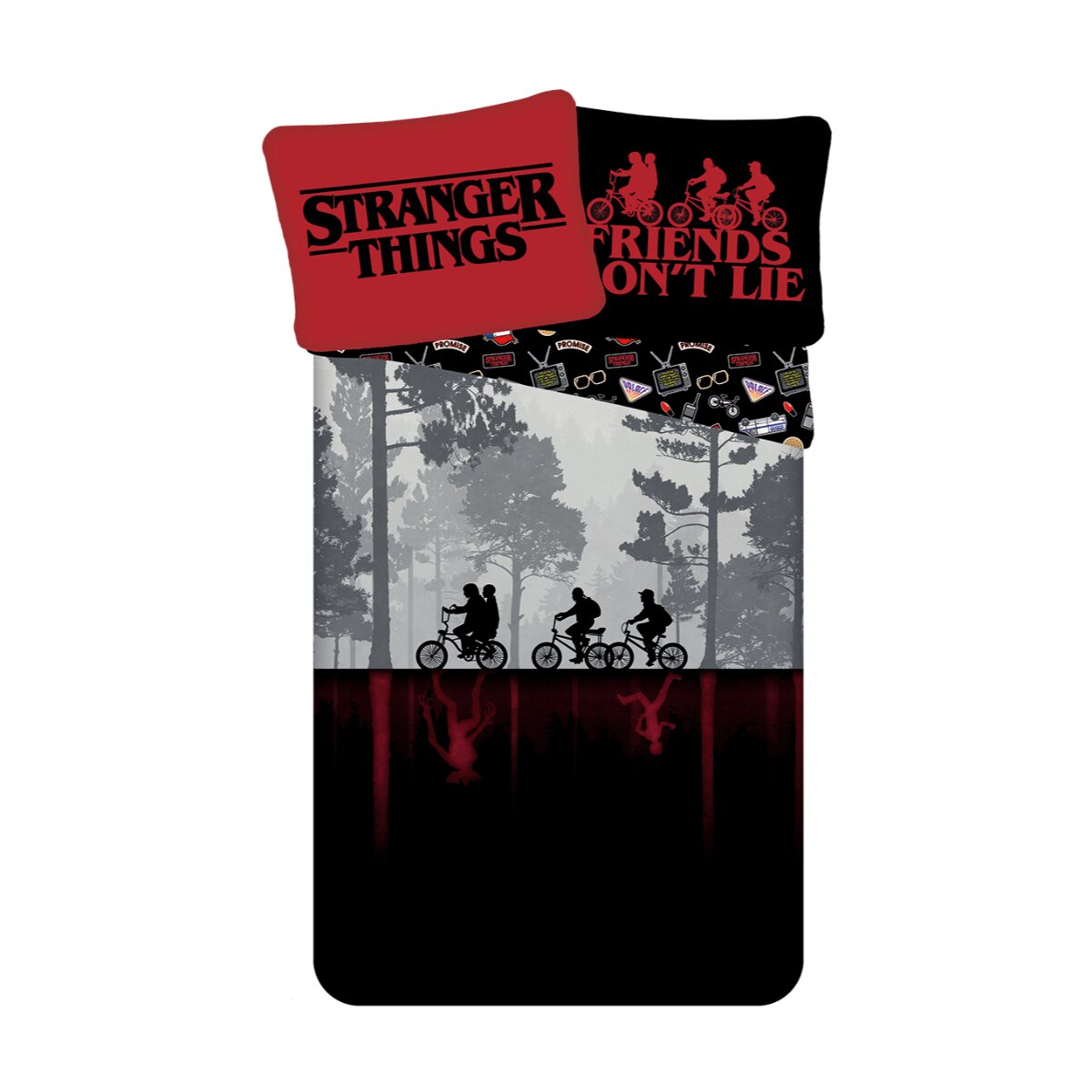 Stranger Things Bettw&auml;sche 140x200 cm Baumwolle Schwarz Upside - Bild 1