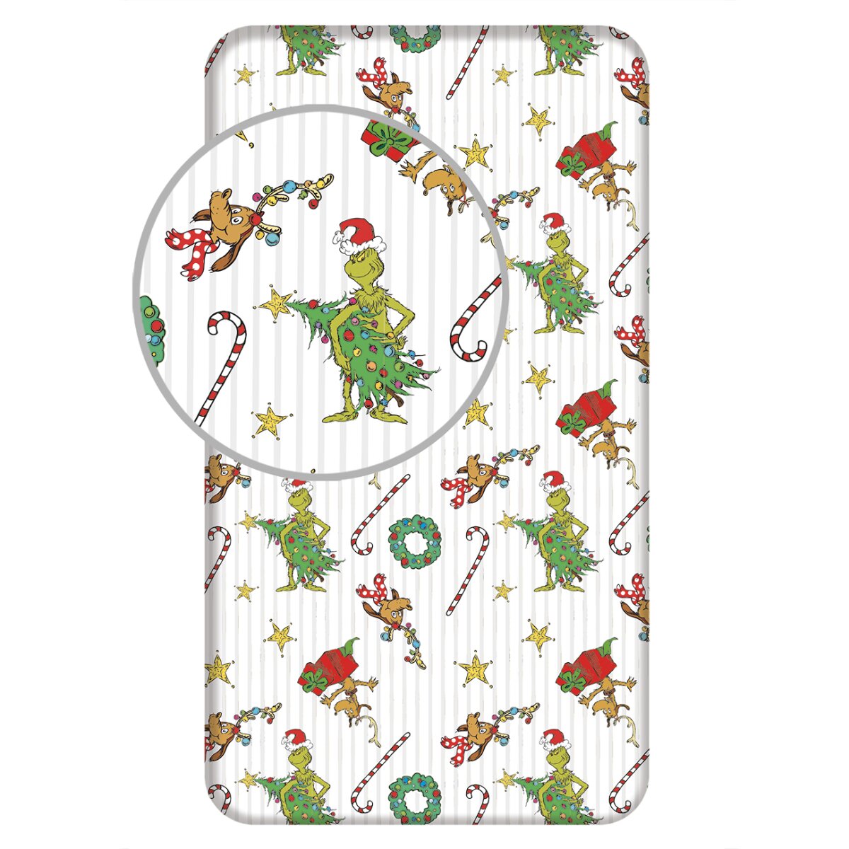 The Grinch Grinchmas Bettlaken 90 &times; 200 cm Spannbetttuch Baumwolle - Bild 1