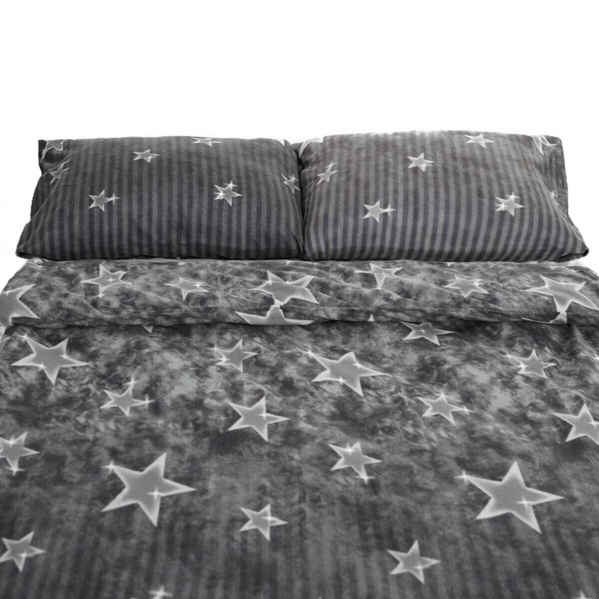 Fleece Bettwäsche mit Sternenmuster in Grau Kuschelig und Weich