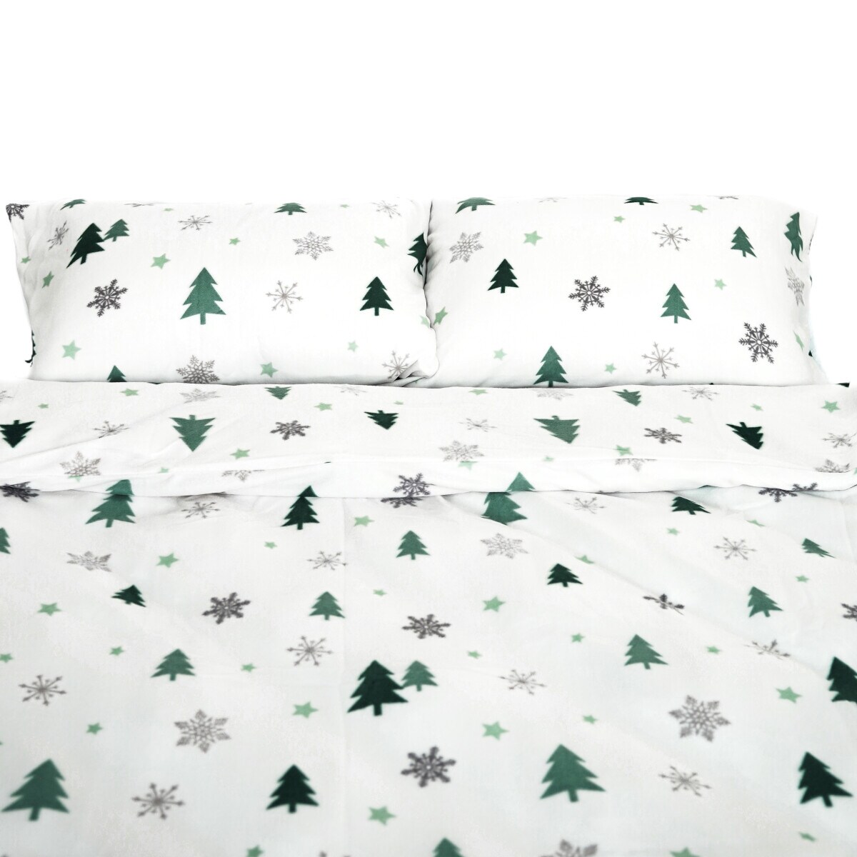 Fleece-Bettwäsche mit grünen Tannenmuster aus 100% Polyester