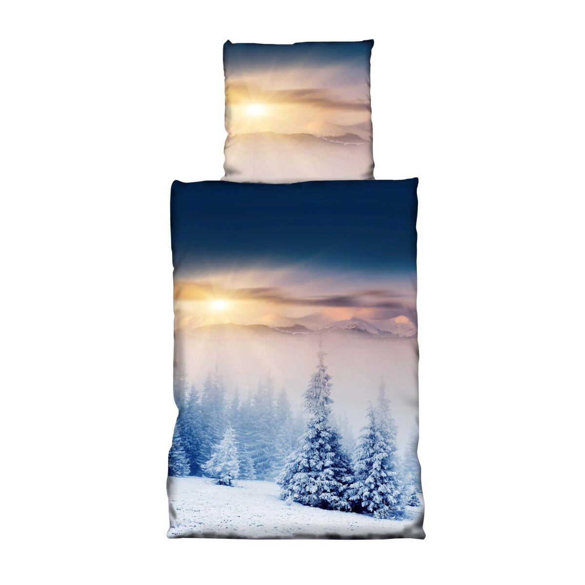 Fleece Bettw&auml;sche 155 x 220 cm + 80 x 80 cm in Winteredition - Bild 1