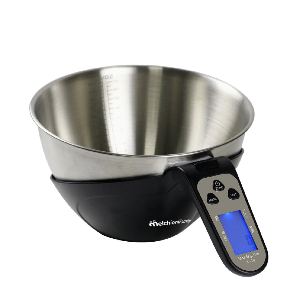 EQUILIBRA Küchenwaage mit Edelstahl-Schüssel 5 kg Kapazität | 08006012375091