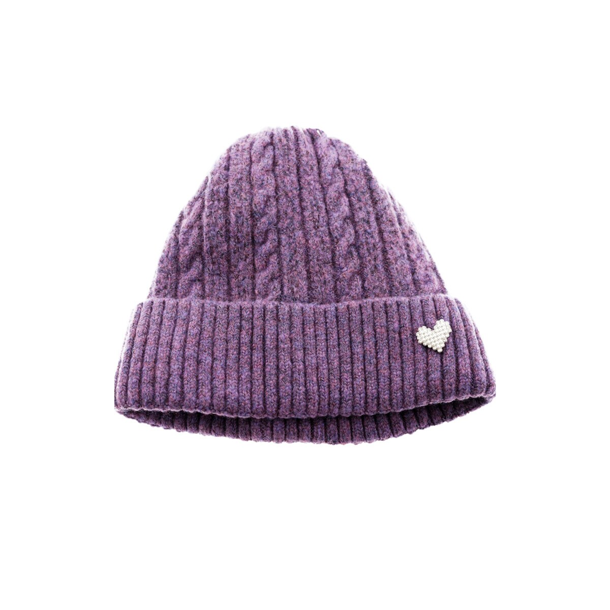 Strickm&uuml;tze mit Herzmotiv f&uuml;r Damen und M&auml;dchen mit Flechtmuster - Bild 1