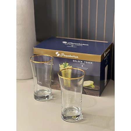 Pasabahce 6-Teilig Iconic Wassergläser Azur Gold Wasser-Gläser Ikonisc - Bild 1