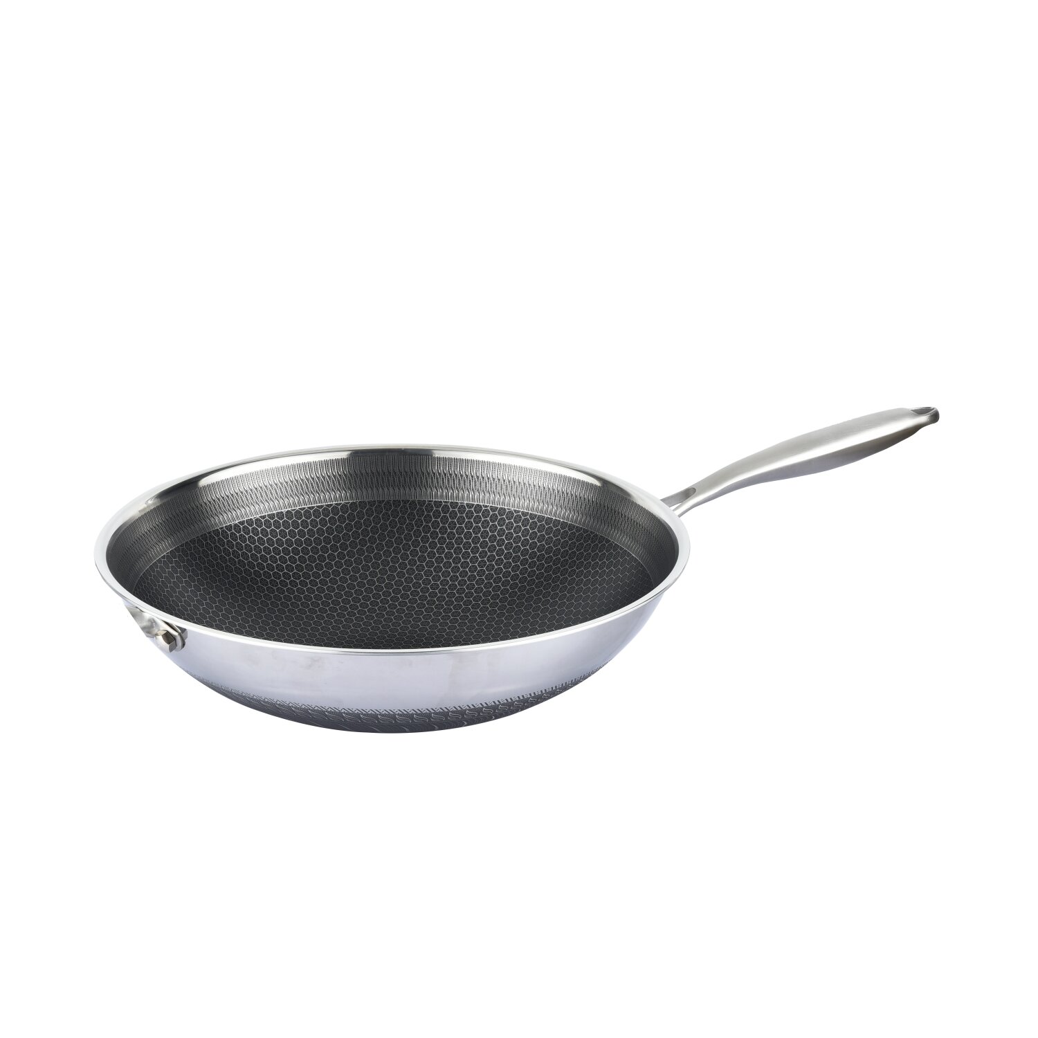 Wok Pfanne Edelstahl Wabenstruktur &Oslash;32cm Induktion Anti Haft Kratzfest - Bild 1