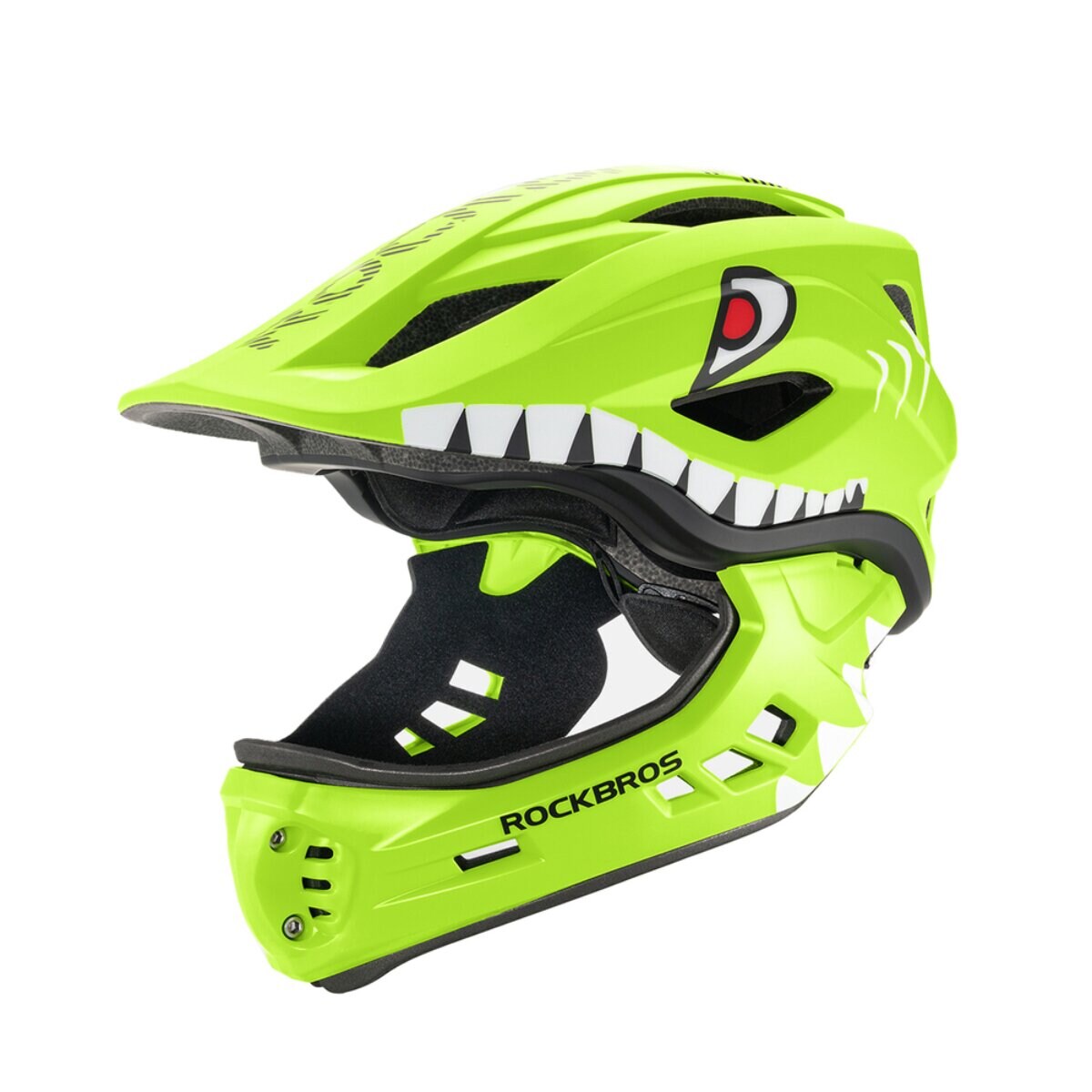 Rockbros TT-32004 Shark Kinder Fahrradhelm mit Kinnschutz Größe M Grün