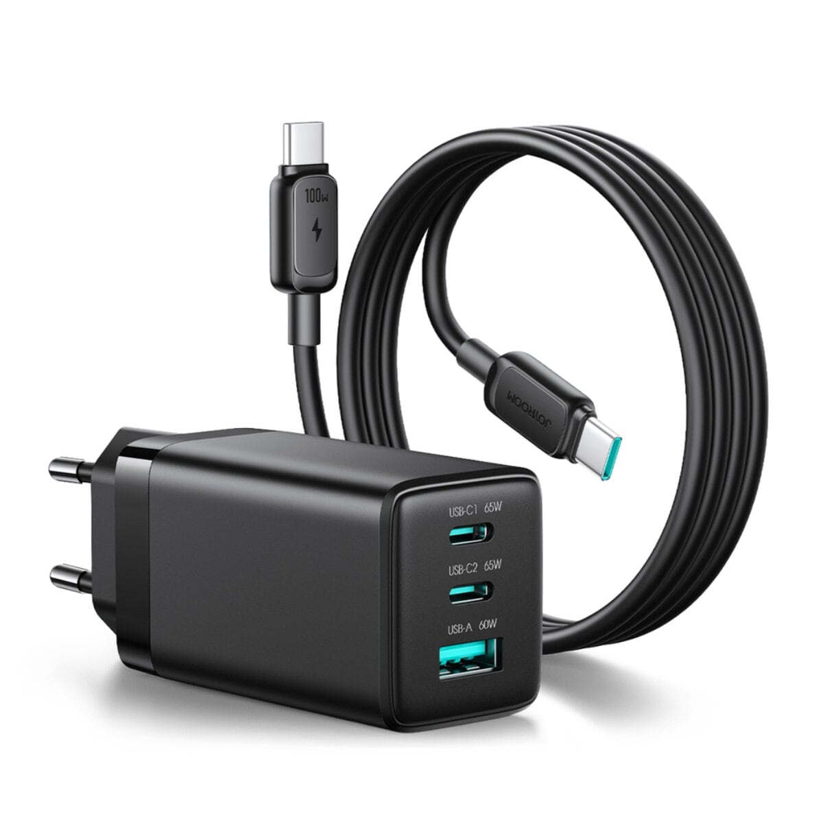 Joyroom 65W GaN Ladeger&auml;t 2x USB C USB A Schnellladeger&auml;t mit Kabel - Bild 1