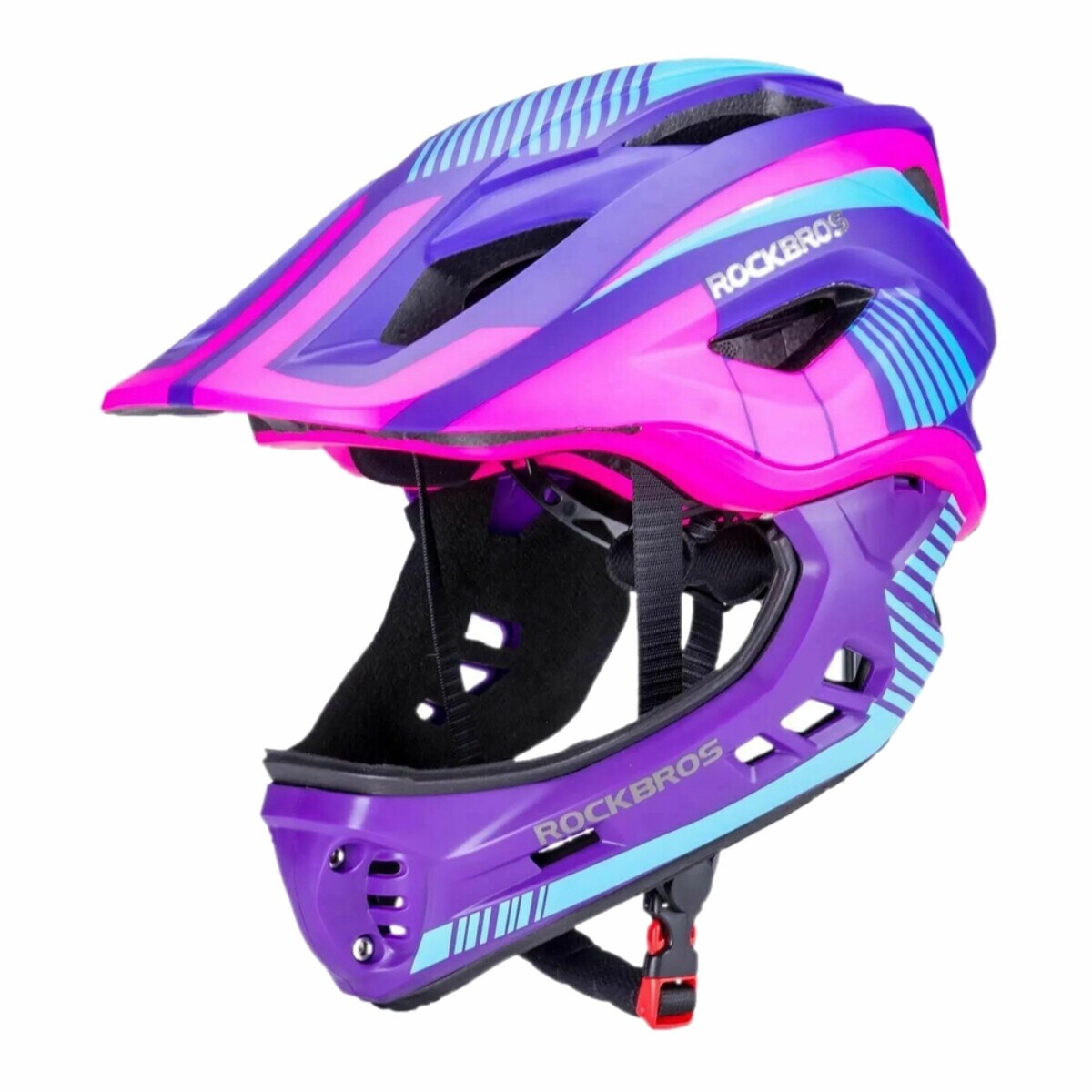 Rockbros Kinder Fahrradhelm mit Kinnschutz Rosa / Lila S