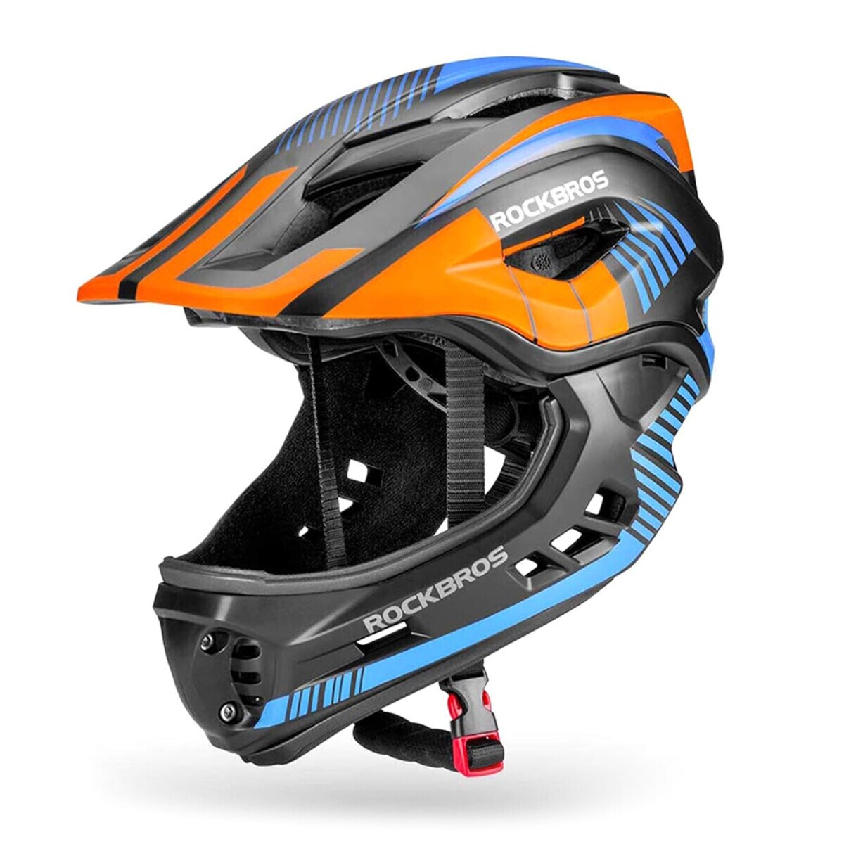 Rockbros Kinder Fahrradhelm mit Kinnschutz Schwarz / Orange S