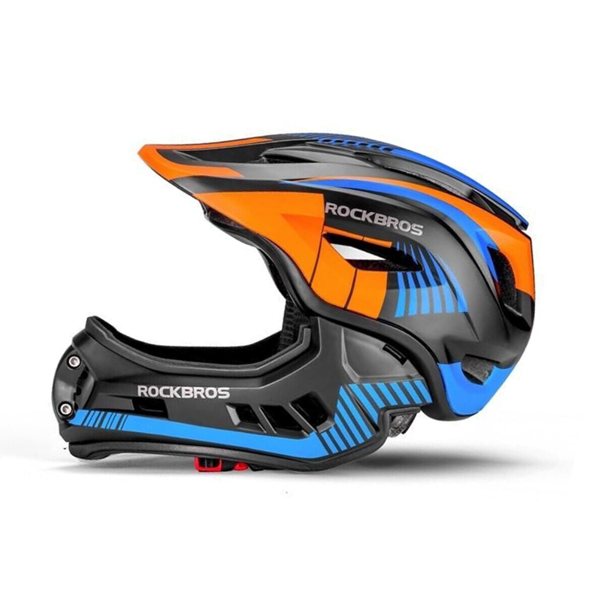 Rockbros Kinder Fahrradhelm mit Kinnschutz Schwarz / Orange M