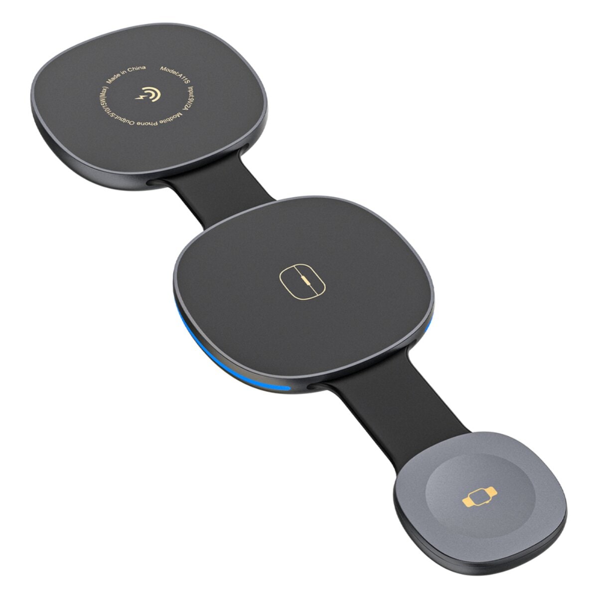Dudao A11S 3-in-1 Wireless Charger 15W faltbar Schwarz - Bild 1