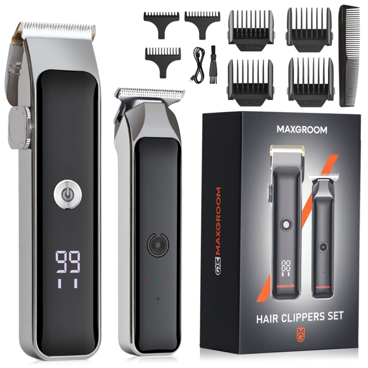 MAXGROOM ZC-F608 Haarschneider Trimmer Set mit Display und 7 Aufsätzen