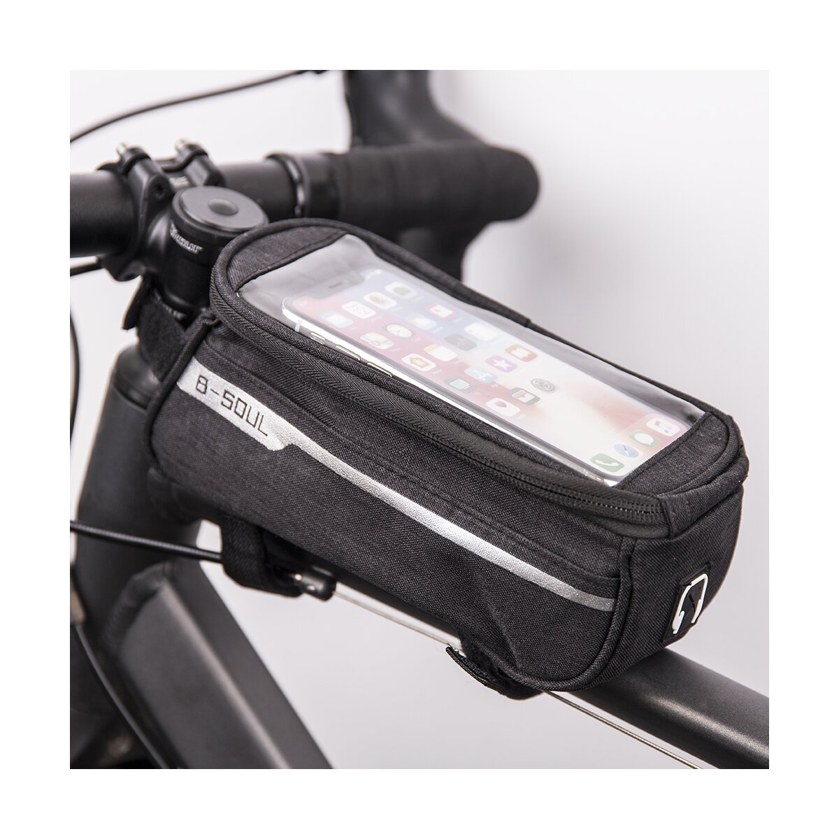 B-Soul Fahrrad-Rahmentasche Schwarz mit Smartphone-Halterung - Bild 1