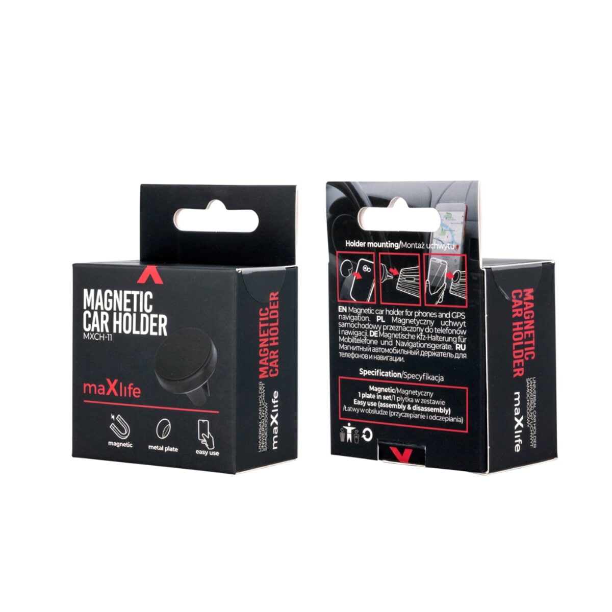 Maxlife Auto Handyhalterung Schwarz magnetisch f&uuml;r L&uuml;ftungsgitter - Bild 1