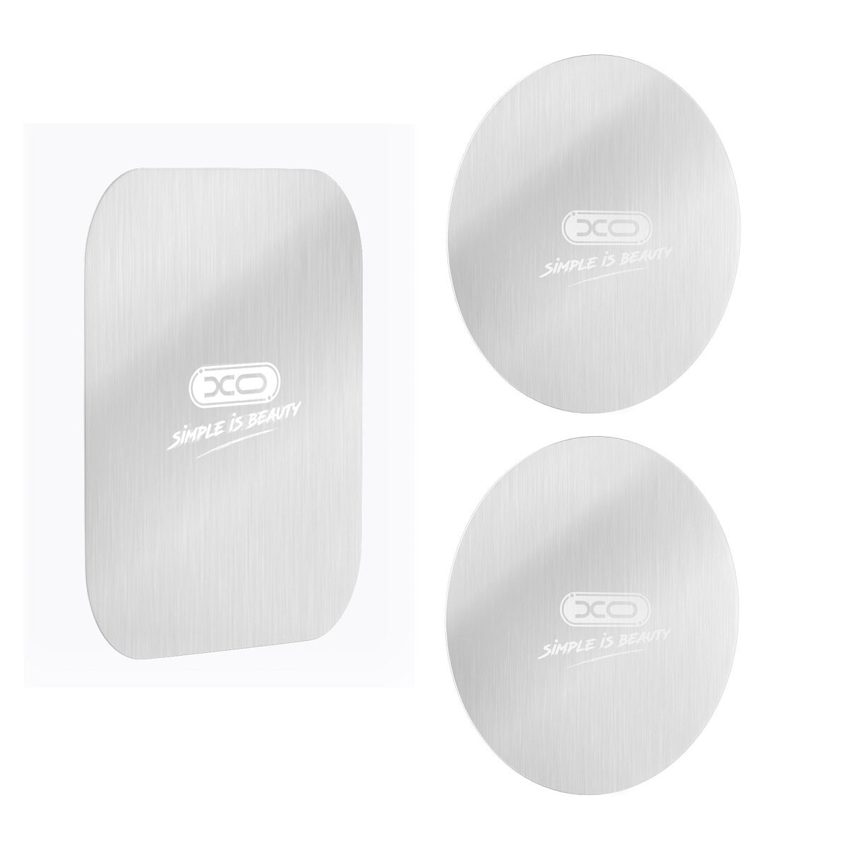 3-teiliges XO Y2 Metallplatten-Set Silber f&uuml;r magnetische Autohalter - Bild 1