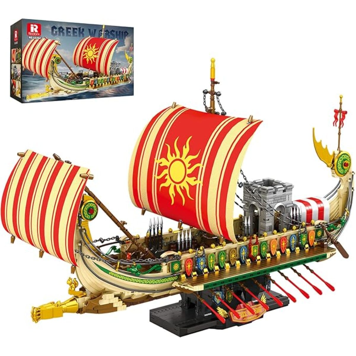 Reobrix 66102 Antikes Kriegsschiff Klemmbausteine 80 cm 2982 Teile ab 14 - Bild 1
