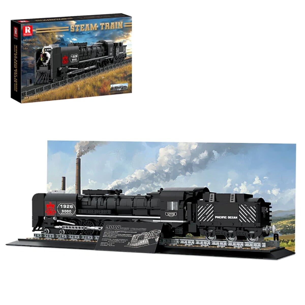 Reobrix 66801 Dampflokomotive Klemmbaustein Zugmodell 1546 Teile ab 14 - Bild 1