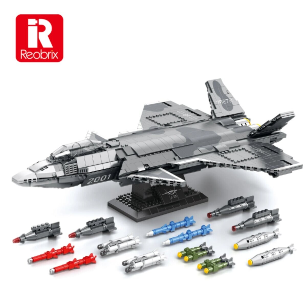 Reobrix 33025 J-20 Kampfjet Klemmbaustein Flugzeug 1911 Teile ab 14