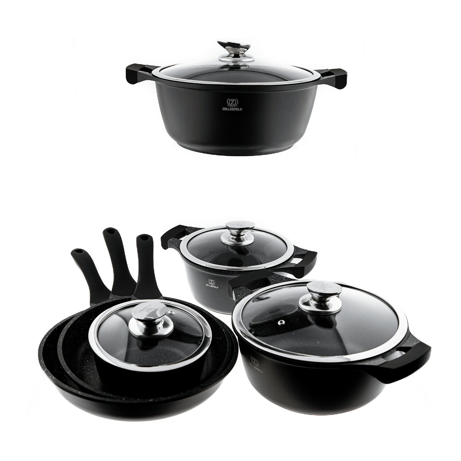 Kochgeschirr Set 10 tlg Topfset Induktion Kochtopfset Aluminium - Bild 1