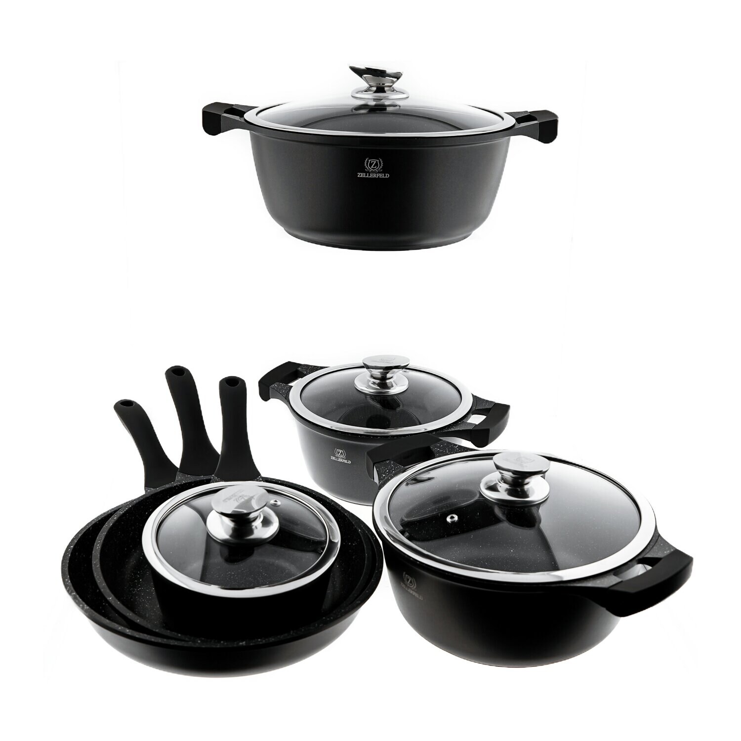 Kochgeschirr Set 10 tlg Topfset Induktion Kochtopfset Aluminium | 04255698236255