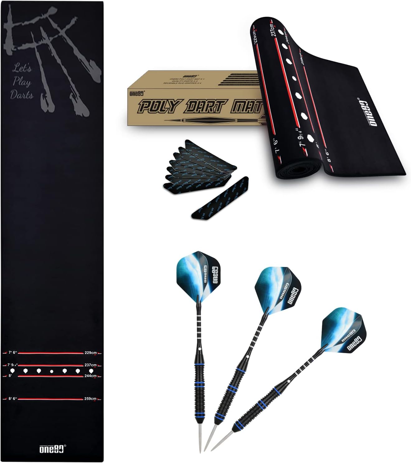 Dartteppich in Schwarz 300x66 cm - Bild 1