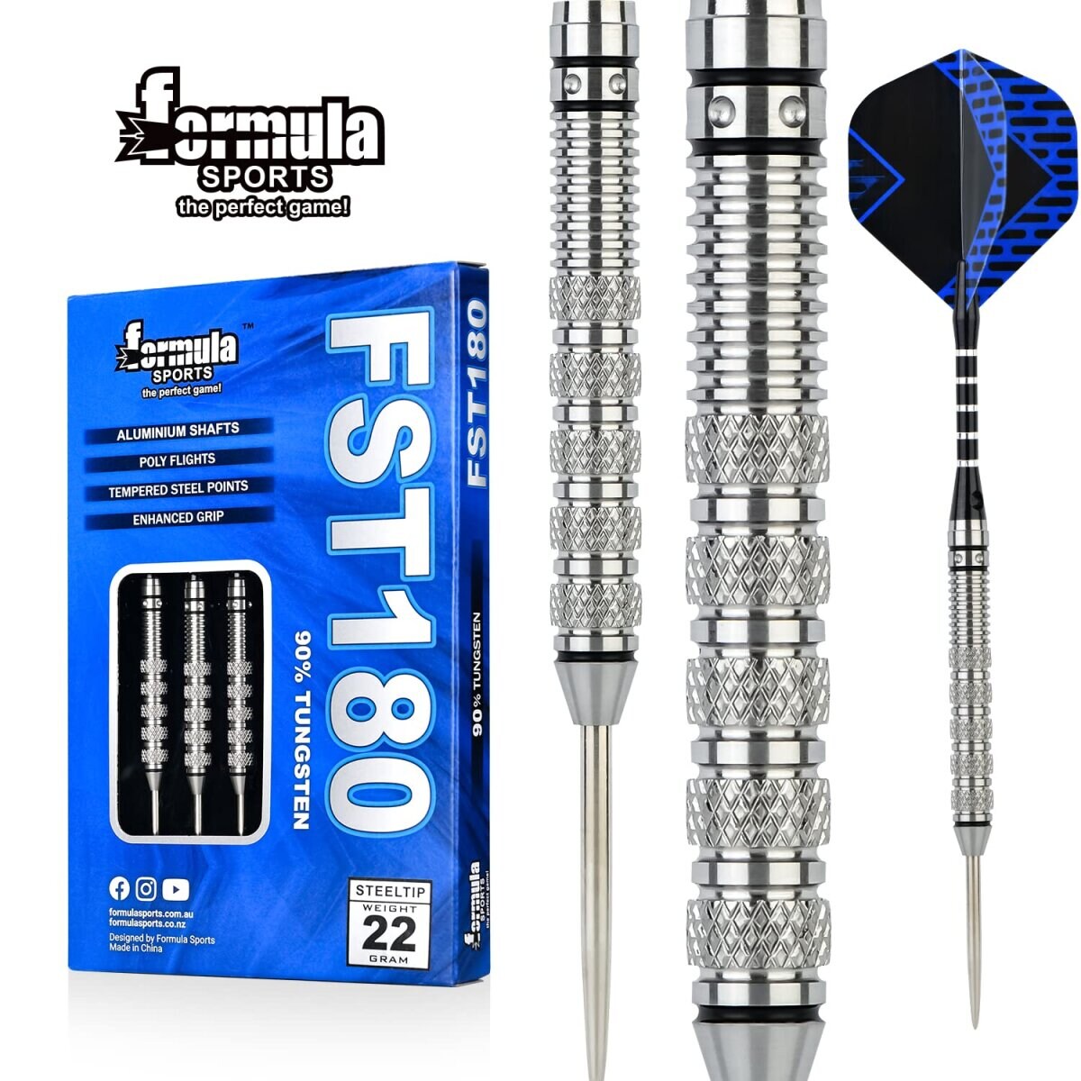 Formula FST180 Gen2 Blue Tungsten Dart Steeltip 22 Gramm | 04255829596654