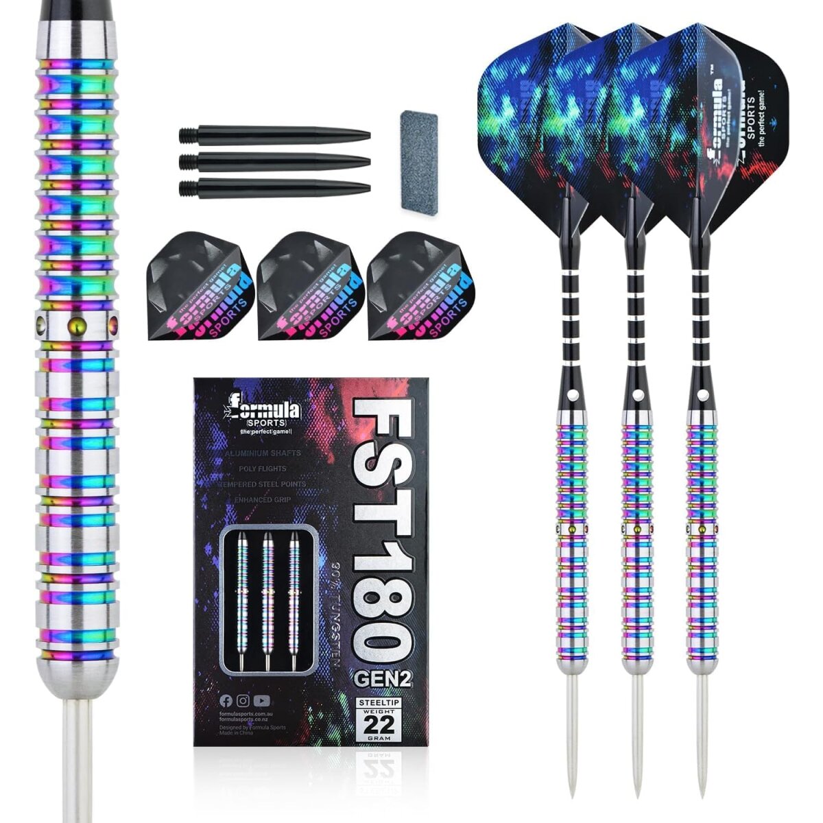 Formula FST180 zweite Generation Regenbogen Tungsten Dart Steeltip - Bild 1