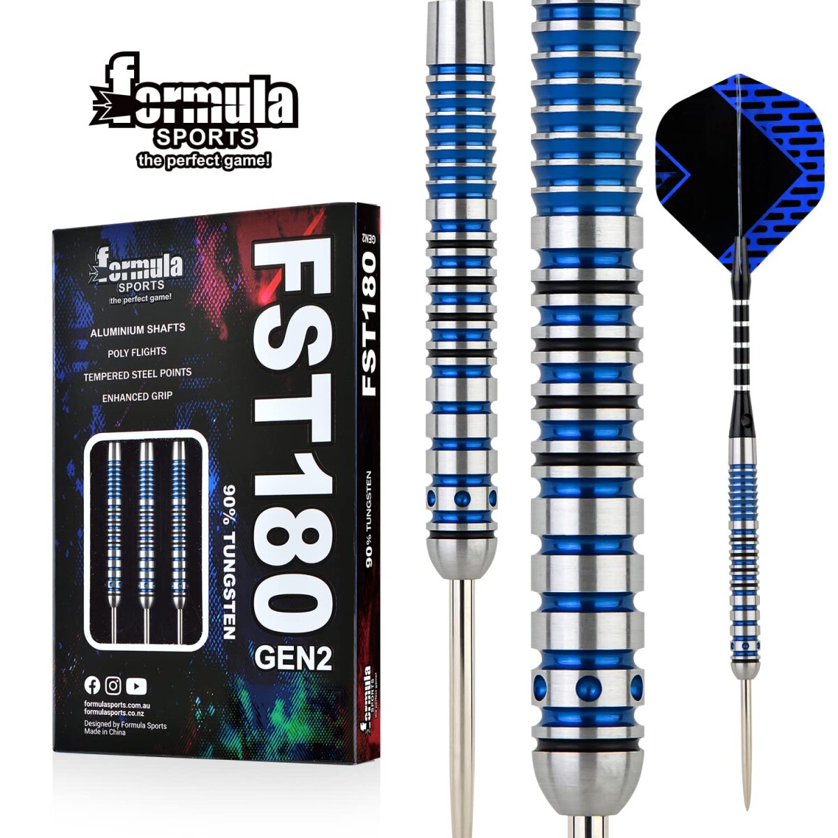 Formula Sports FST180 Gen2 Blue Tungsten Dartpfeilset 24 Gramm
