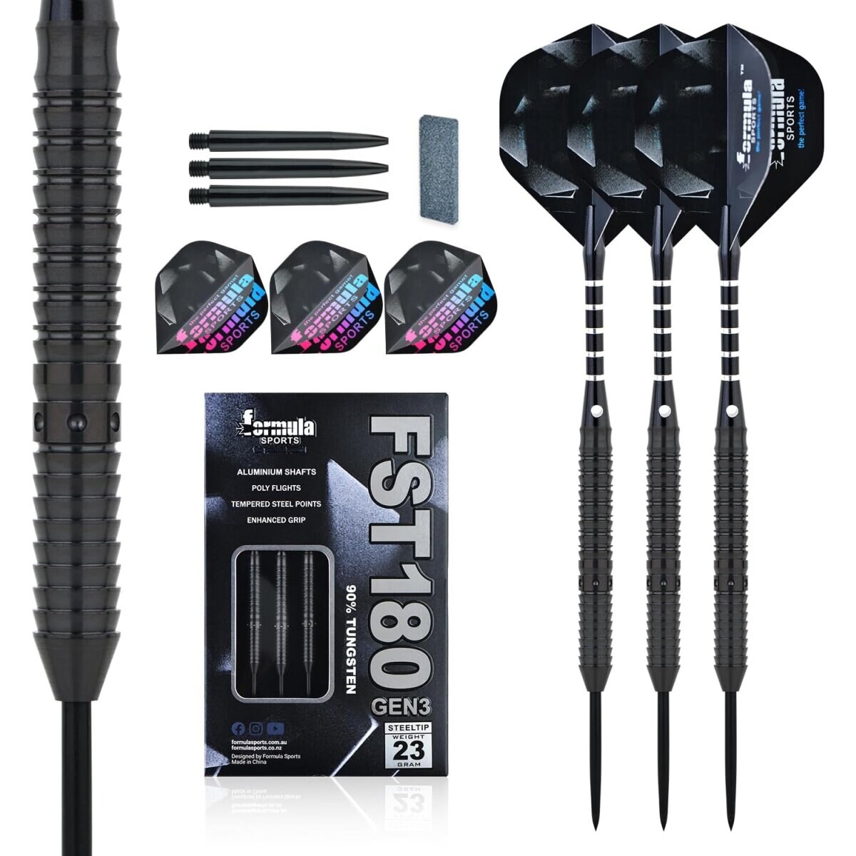 Formula Sports FST180 Gen3 Black Tungsten Dartpfeilset 24 Gramm | 04071025000166