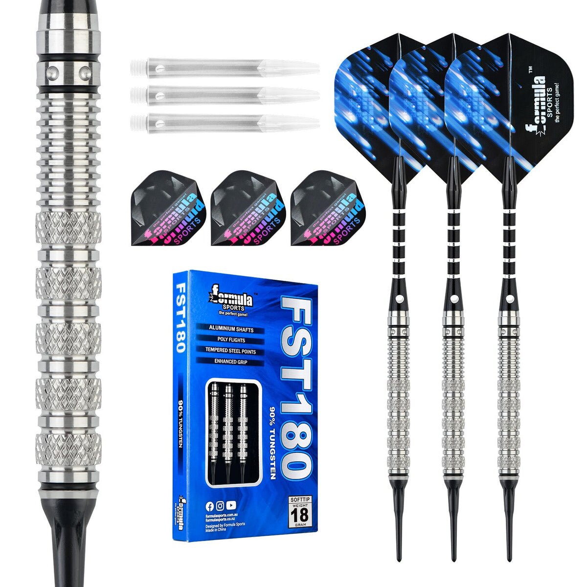 Formula FST180 GEN1 Knurled Softtip Dartset 18g Softdarts - Bild 1