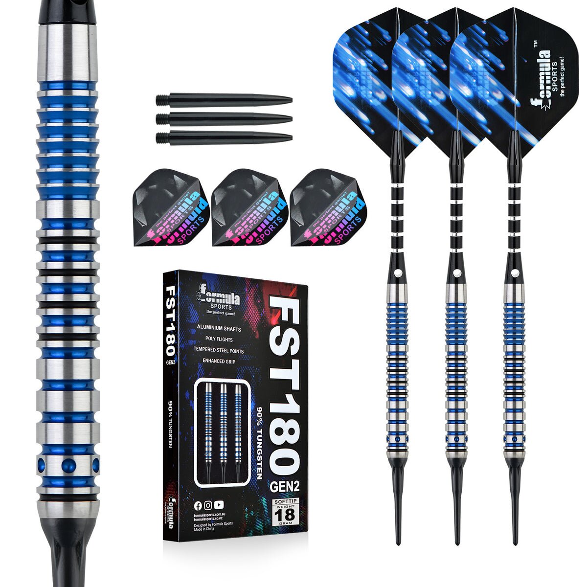 Formula FST180 GEN2 Blue Softtip Dartset 18g Softdarts - Bild 1
