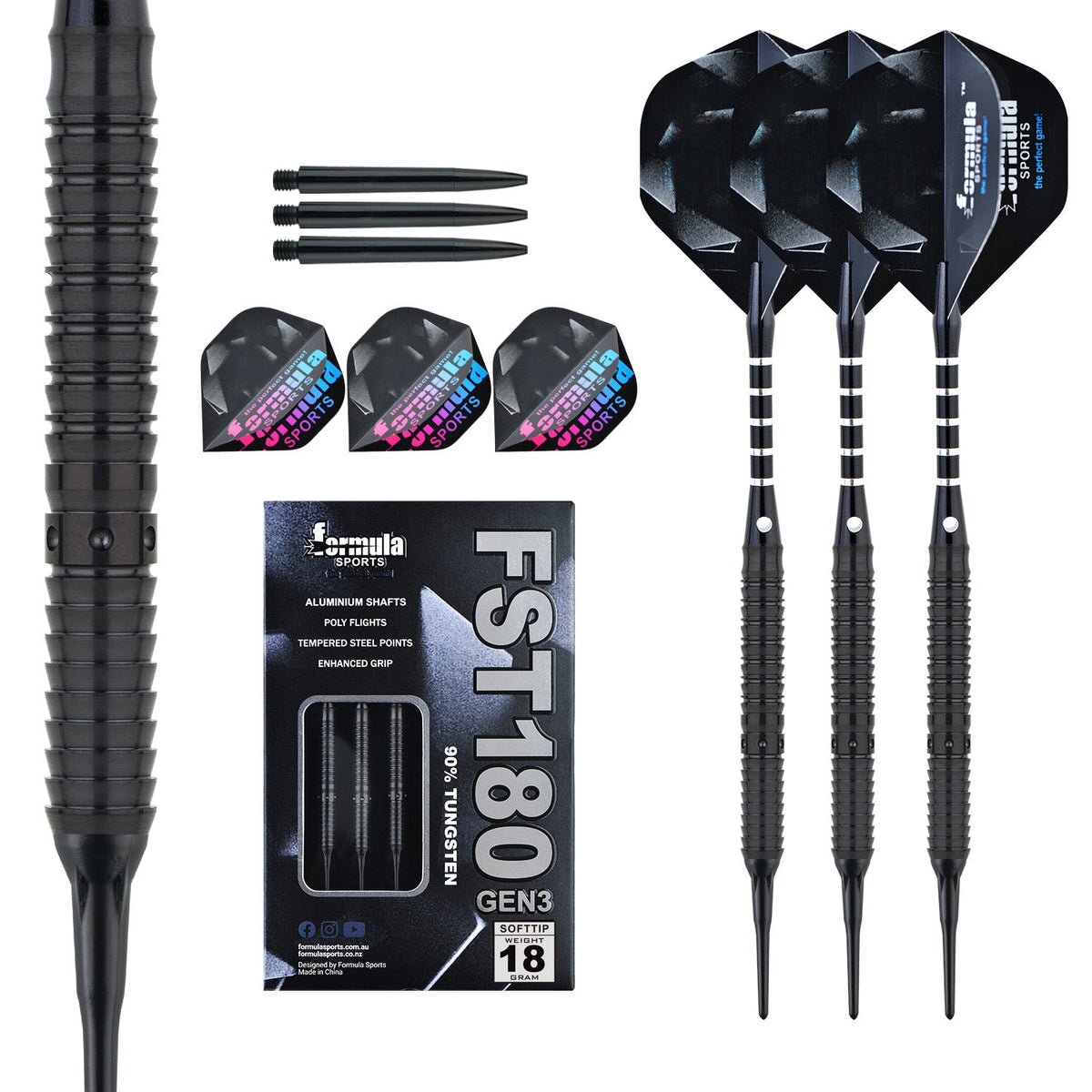 Formula FST180 GEN3 Black Softtip Dartset 18g Softdarts - Bild 1