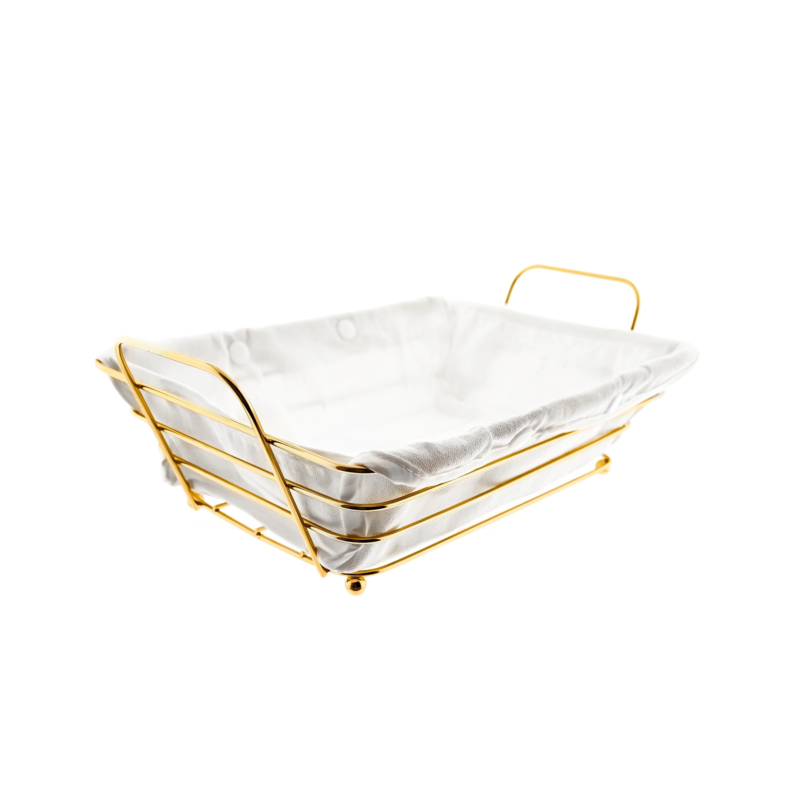 Brotkorb in Gold Edelstahlcremewei&szlig;em Baumwolltuch Brotbeh&auml;lter - Bild 1