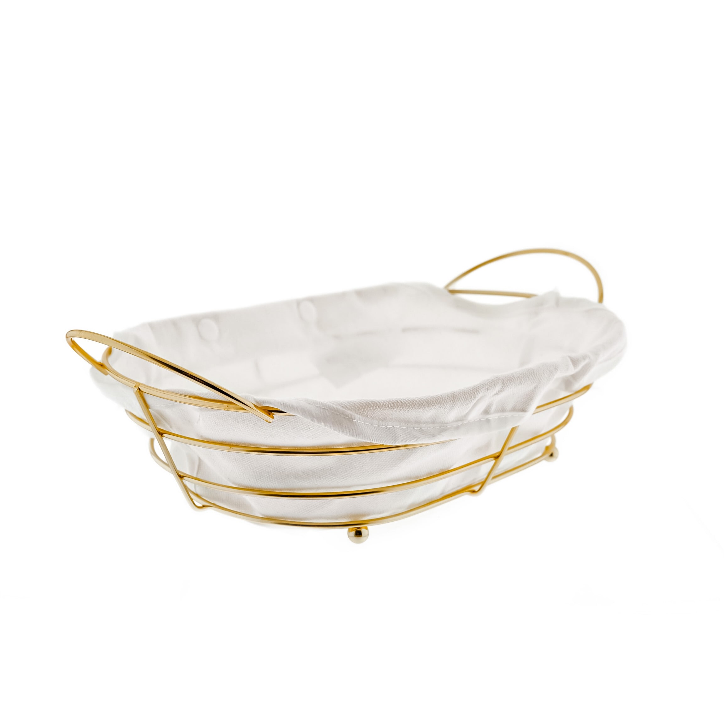 Brotkorb in Gold Edelstahlcremewei&szlig;em Baumwolltuch Brotbeh&auml;lter - Bild 1