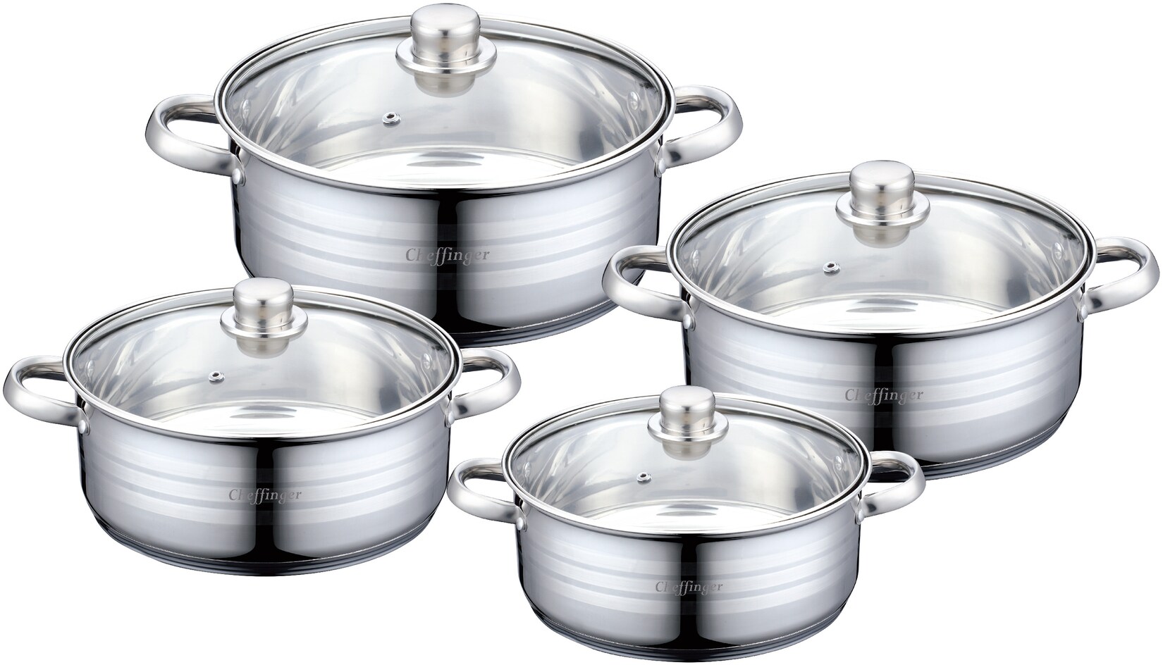 8-tlg Kochgeschirr Induktion Kochtopf Deckel 24/26/28/30cm | 04255698210842