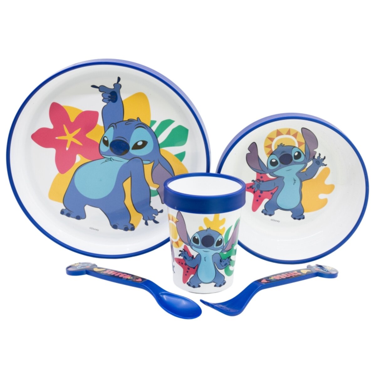Disney Stitch Kinder-Geschirrset 3-teilig &ndash; Teller, Sch&uuml;ssel, Tasse &ndash; - Bild 1