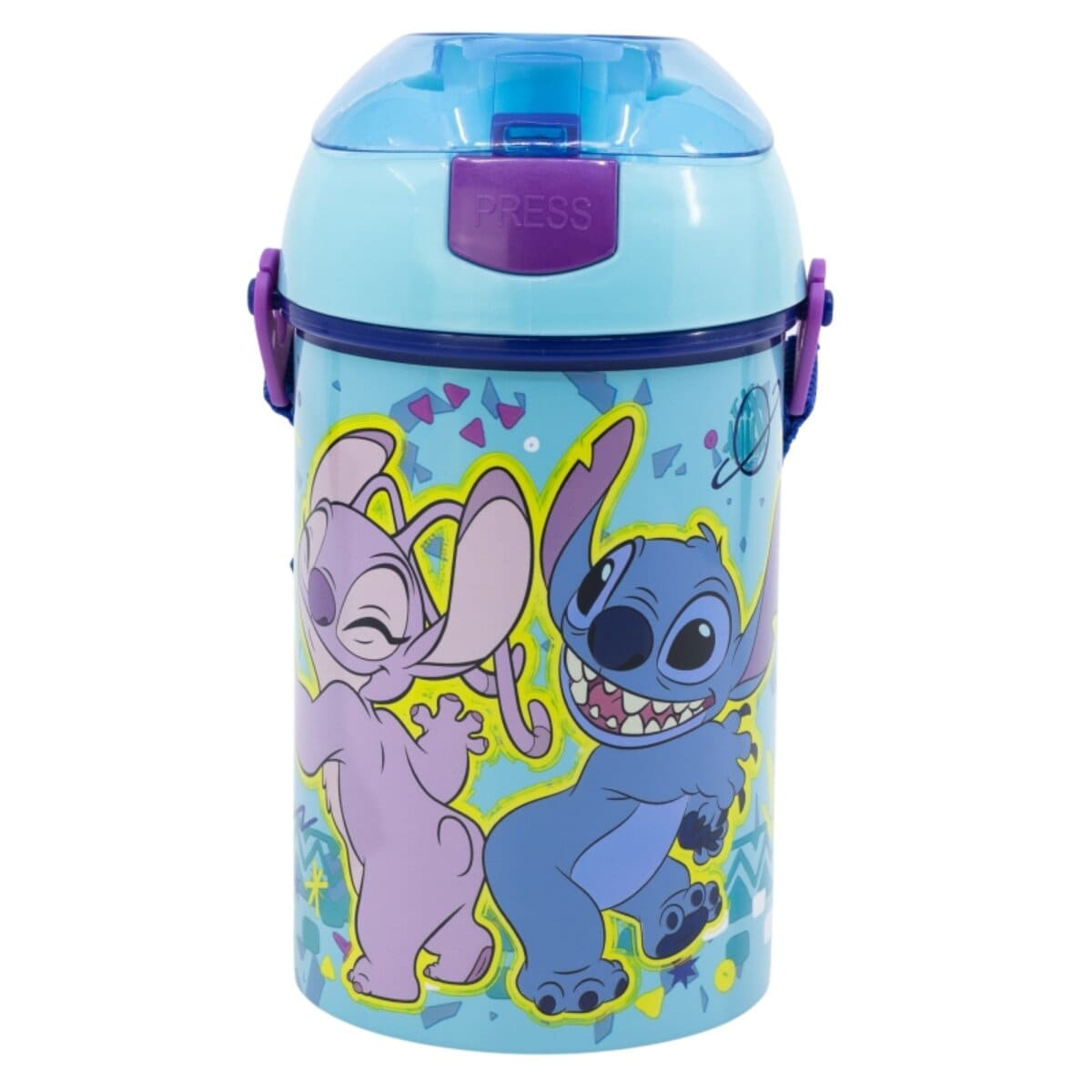 Stitch Kinder Trinkflasche 450?ml Pop-Up Flasche mit Druckknopfdeckel - Bild 1