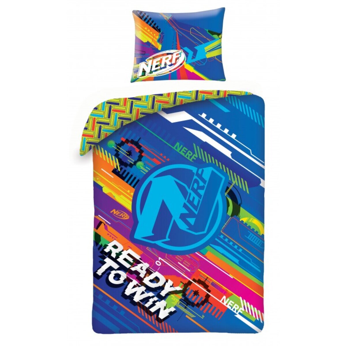 Nerf Bettwäsche 140 × 200 cm Baumwolle Bettbezug Kissenbezug