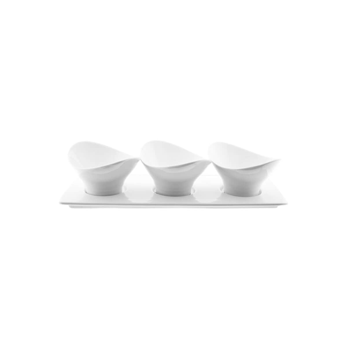Elegantes Dipschalen-Set &ndash; 3 Schalen mit Servierplatte aus Porzellan - Bild 1