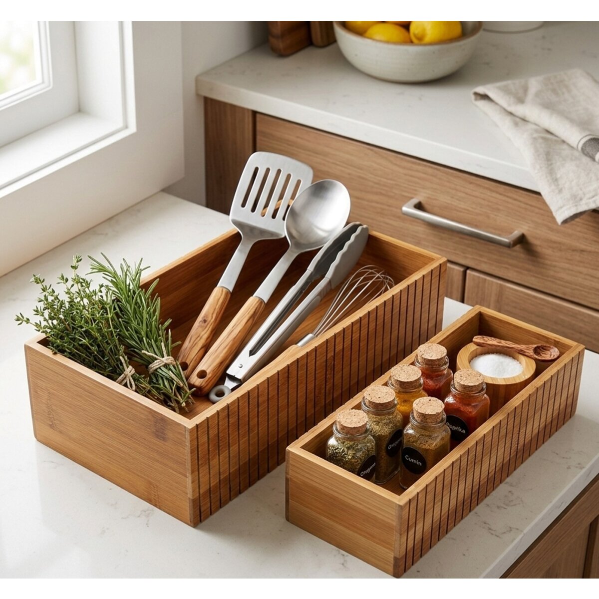 Dima Kchenorganizer-Set, 2-teilig aus Bambus - praktisch & vielseitig