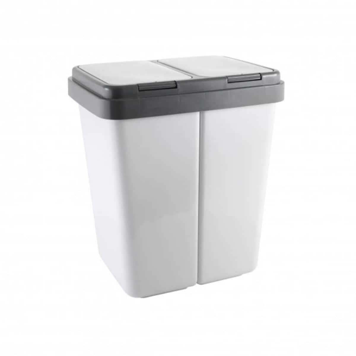 Abfalleimer mit 2 F&auml;chern je 23 Liter, mit Deckel & M&uuml;llbeutelfixierung - Bild 1