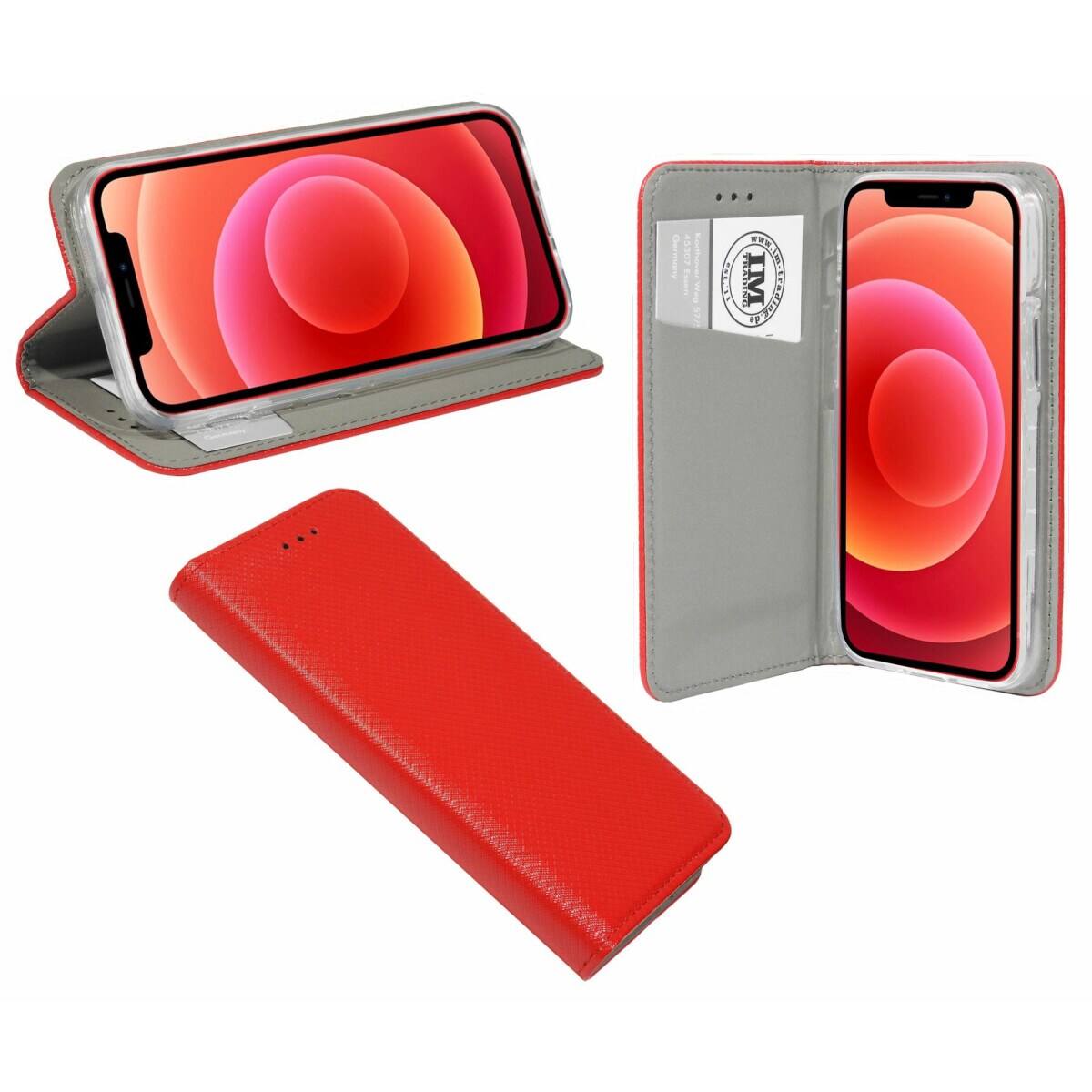 Smart Magnet Tasche H&uuml;lle Flip Cover kompatibel mit iPhone 16 Pro Max Rot - Bild 1