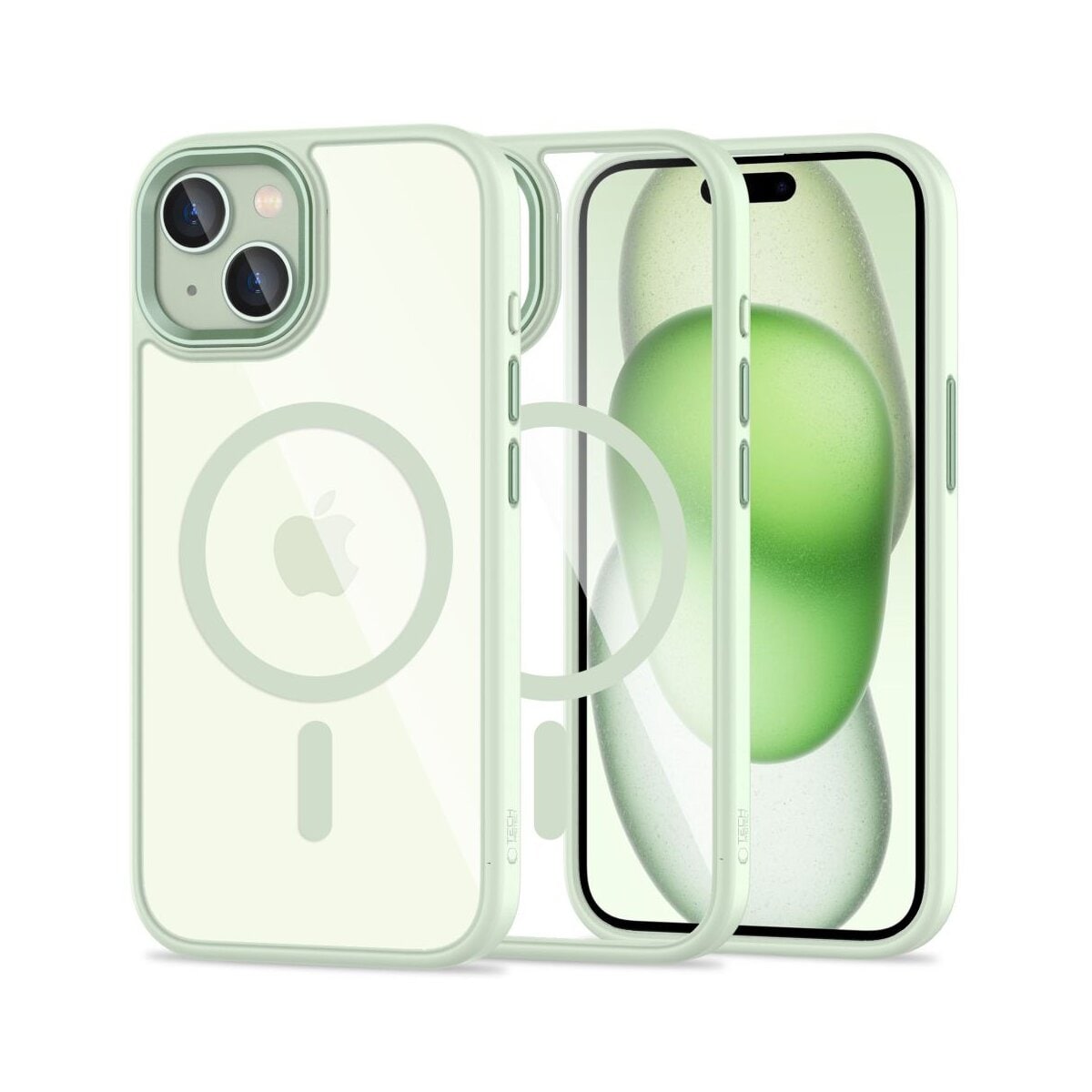 TechProtect MagMat magnetisch H&uuml;lle iPhone 15 transparent gr&uuml;n - Bild 1